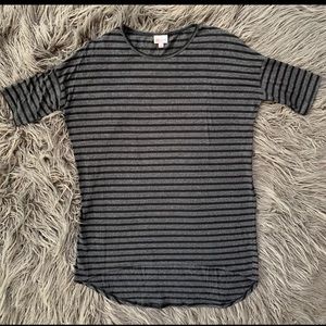 LuLaRoe Irma XXS Gray/Black Stripe